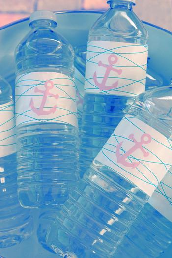 Nautical, Preppy & Pink Baby Shower nautical water bottle labels