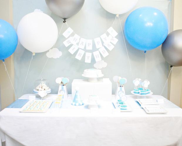 Fluffy Cloud and Blue Balloon Party