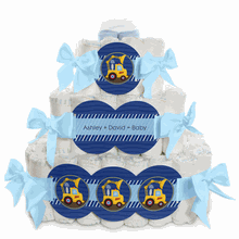 construction themed baby shower diaper cake