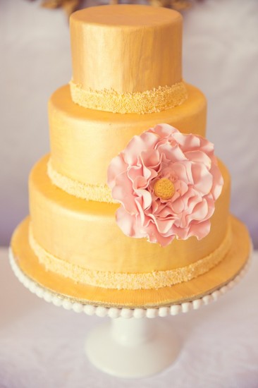 Pink and Gold Baby Shower dessert table cake (2)