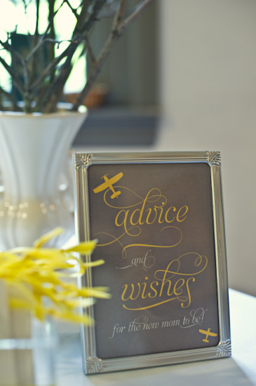 Yellow Grey Airplane Baby Shower