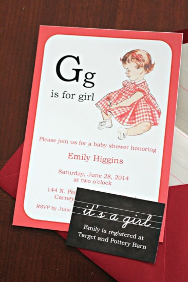 Alphabet Old Schoolhouse Themed Baby Shower G is for girl