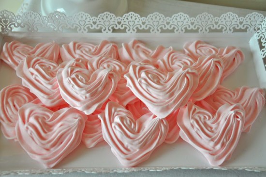 pink heart meringue