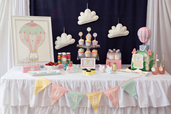 Colorful Hot Air Balloon Baby Shower
