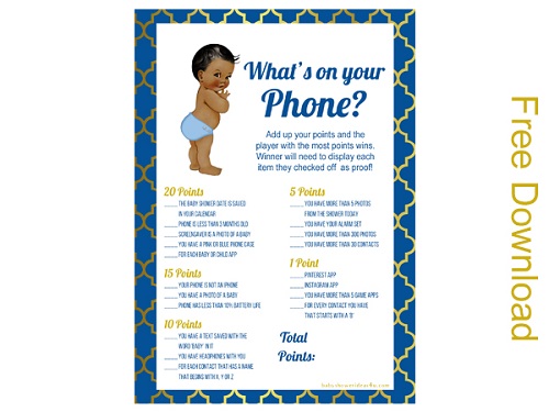 Whats In Your Phone Game - Circus Printable Baby Shower Games