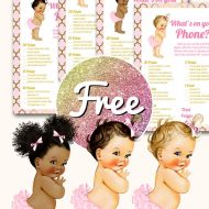 Free Pink whats in your phone baby shower template in princess theme