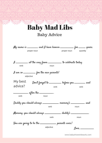 Free-printable-baby-mad-libs-pink-lace – Baby Shower Ideas 4U