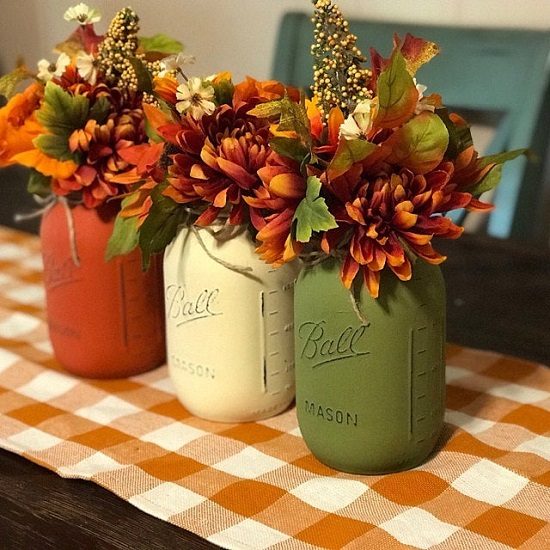 Fall Mason Jars centerpiece