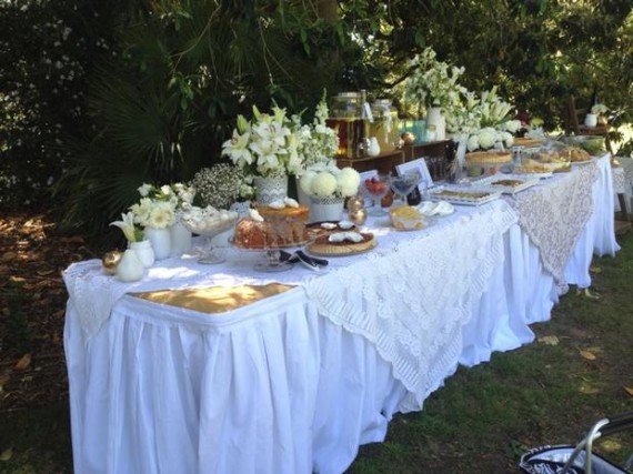 Whimsical Lace and Flower Shower picnic style tablescape