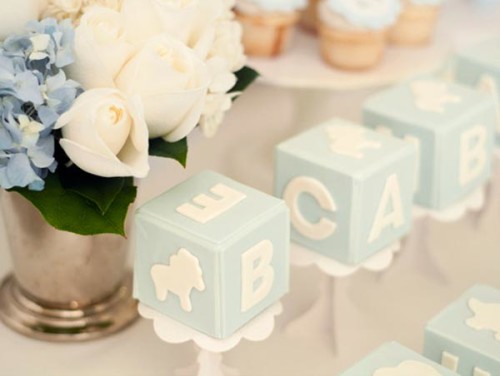 blue and white ABC baby blocks