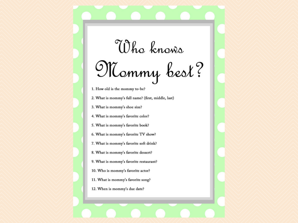 Free Baby Shower Game Who knows Mommy Best Baby Shower Ideas 4U