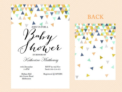 Instant Download, Editable Baby shower invitation, Coral and Mint Baby Shower Invite, Modern, Baby announcement, Geometric Confetti TLC51