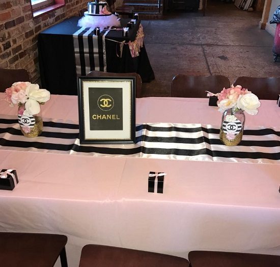 chanel party guest table setup