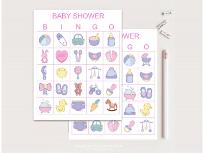 girl baby shower bingo cards