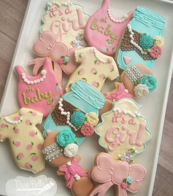 shabby chic baby shower cookies