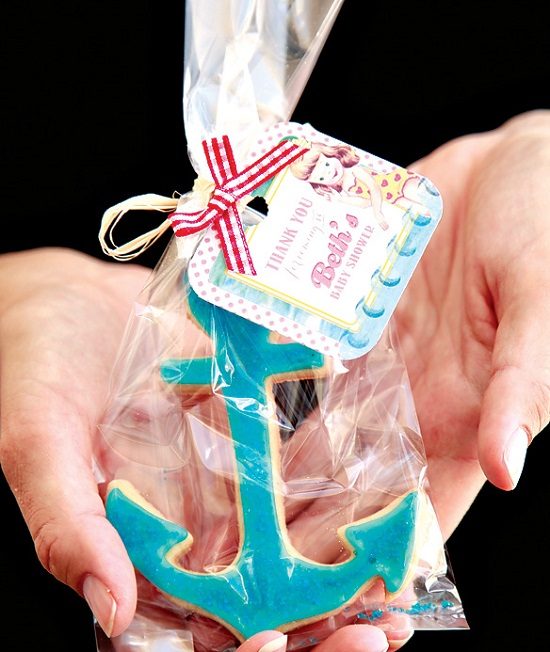 vintage beach baby shower cookies