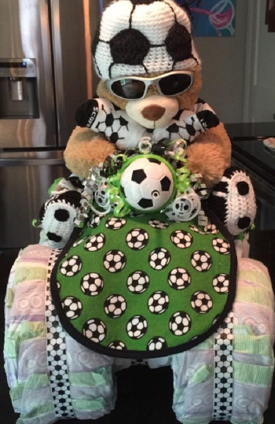 soccer diaper cake