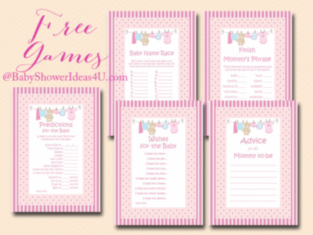 FREE Girl Baby Shower Games Printable Pack
