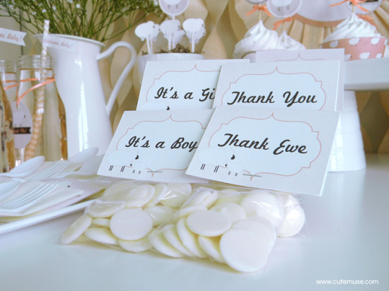 Peach Little Lamb Baby Shower favors