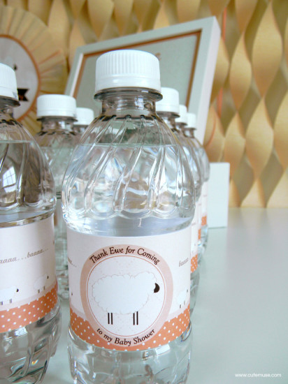Peach Little Lamb Baby Shower drink bottle