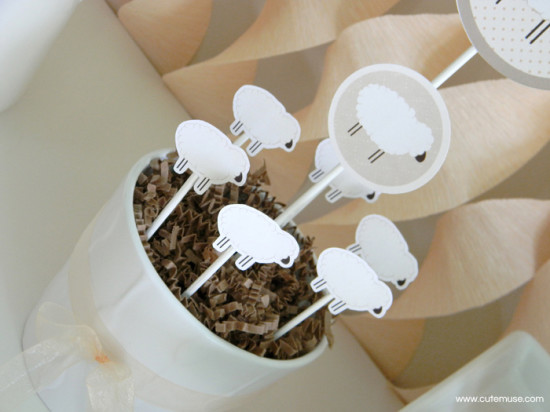 Peach Little Lamb Baby Shower centerpiece