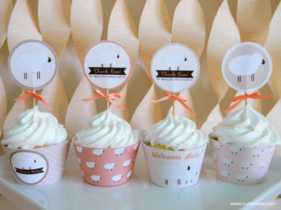 Peach Little Lamb Baby Shower with peach ribbons