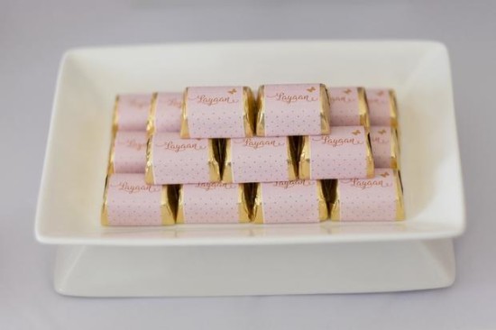 Pink and Gold Butterfly Baby Shower chocos