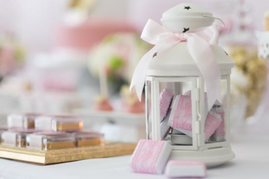 Pink and Gold Butterfly Baby Shower decoration, cage