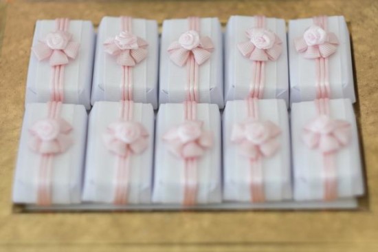Pink and Gold Butterfly Baby Shower treats wrapped