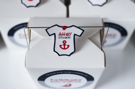 Ahoy! Nautical Themed Baby Shower take out boxes