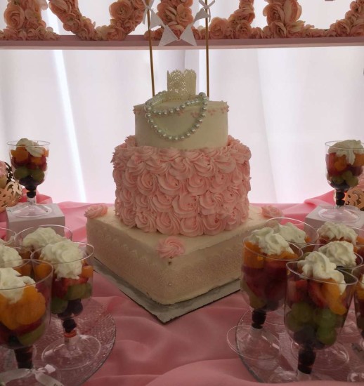 Elegant Shabby Chic Baby Shower cake centerpiece