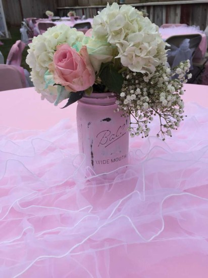 Elegant Shabby Chic Baby Shower table setting centerpieces