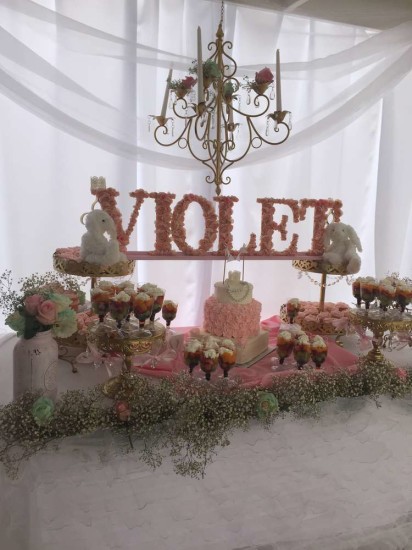 Elegant Shabby Chic Baby Shower, violet, pink