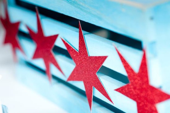 Chicago Baby Shower decoration, red glitter stars