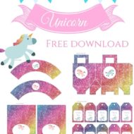 Free Rainbow Glitter Unicorn party printables