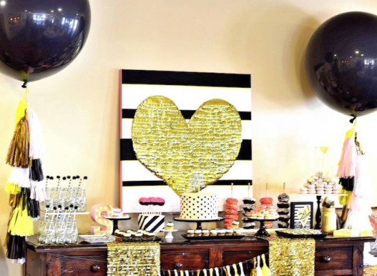 Glam Baby Shower dessert table idea