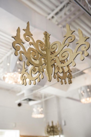 Royal Pink and Gold Baby Shower chandelier decor