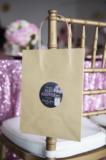 Royal Pink and Gold Baby Shower favor bag