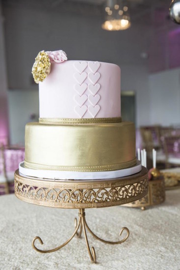 Royal Pink and Gold Baby Shower tiered cake