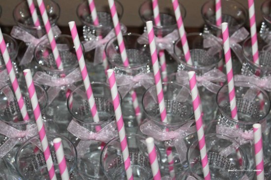 Tiffany Pink Baby Shower, drinking station, drinking glass