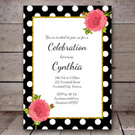 Free Floral Polka Dots baby shower Invite