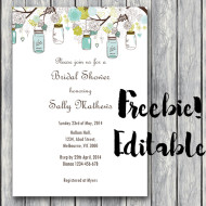 free printable baby shower invitations, mason jar free invitation, rustic