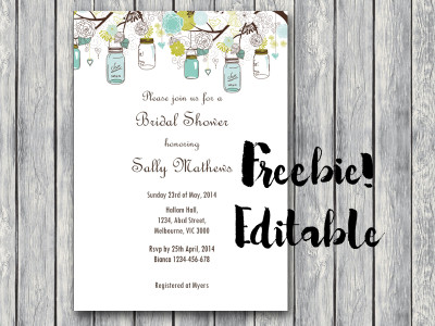 free printable baby shower invitations, mason jar free invitation, rustic
