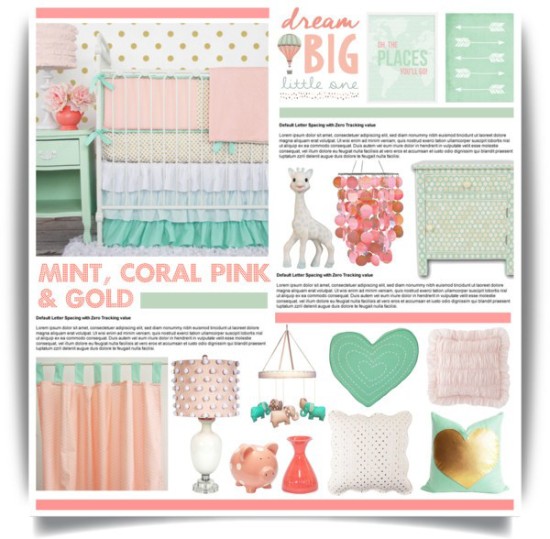 mint, coral and pink baby nursery ideas