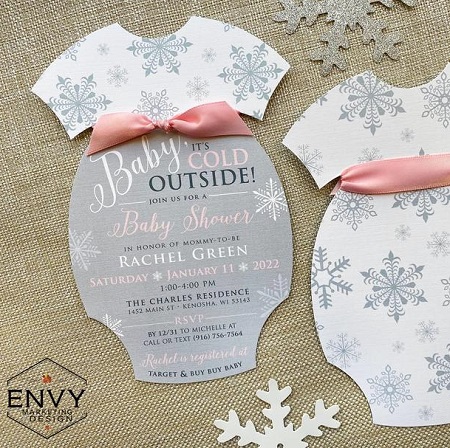 Baby Its Cold Outside onesie invitation