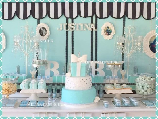 tiffany-baby-shower dessert table decorations
