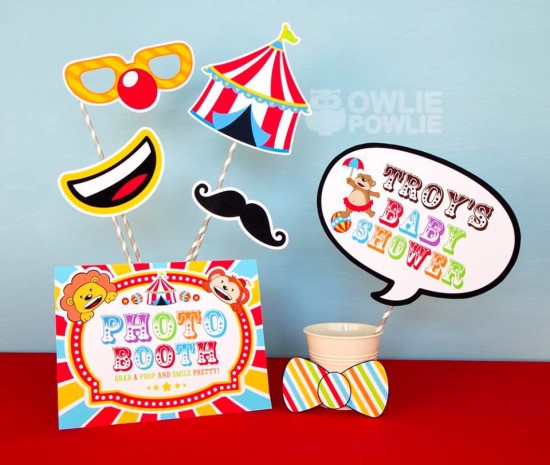 circus-carnival-baby-shower photo booth props