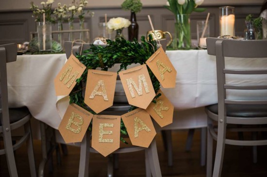 gold glitter mama bear banner for chair