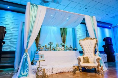 two layers shaped like pillows with a layer made to look like a crown on top