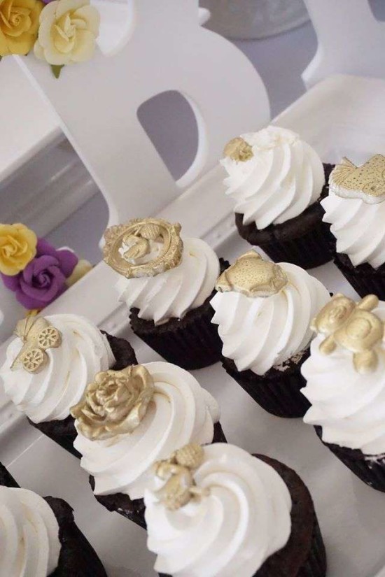 Elegant-Yellow-and-Purple-Baby-Shower-Cupcakes